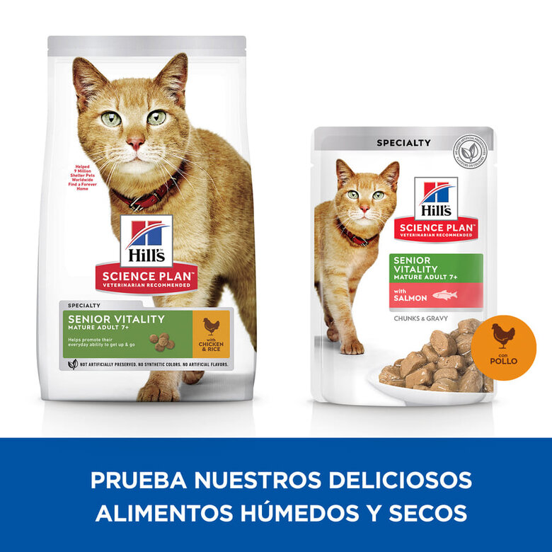 Hill's Science Plan Youthful Vitality Pollo pienso para gatos, , large image number null